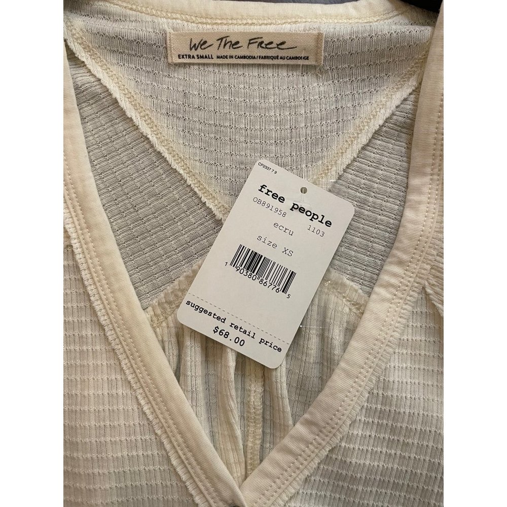 Free People White Long Sleeve Henley Top - Picture 8 of 11